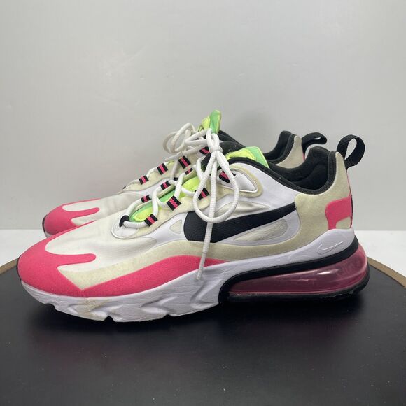 Nike Air Max 270 Running Shoes Women Size 9 React Hyper Pink  Neon White Lace up - Picture 6 of 12